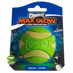 Chuckit Max Glow Ultra Squeaker Selvlysende Bold med Piv 